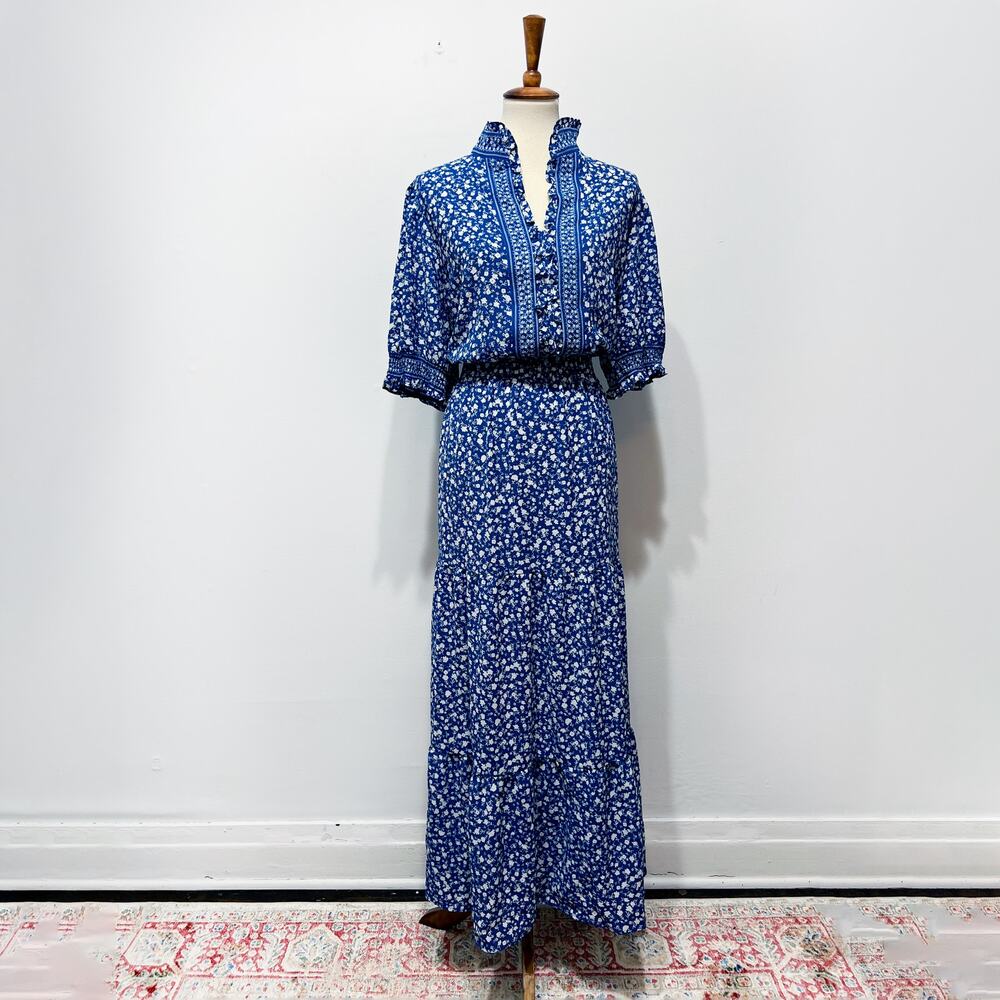 Adorne Blue ditsy floral high collar maxi dress Size 18W